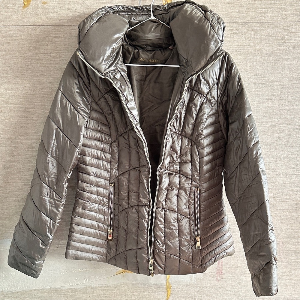Andrew Marc Metallic Gray Puffer Jacket